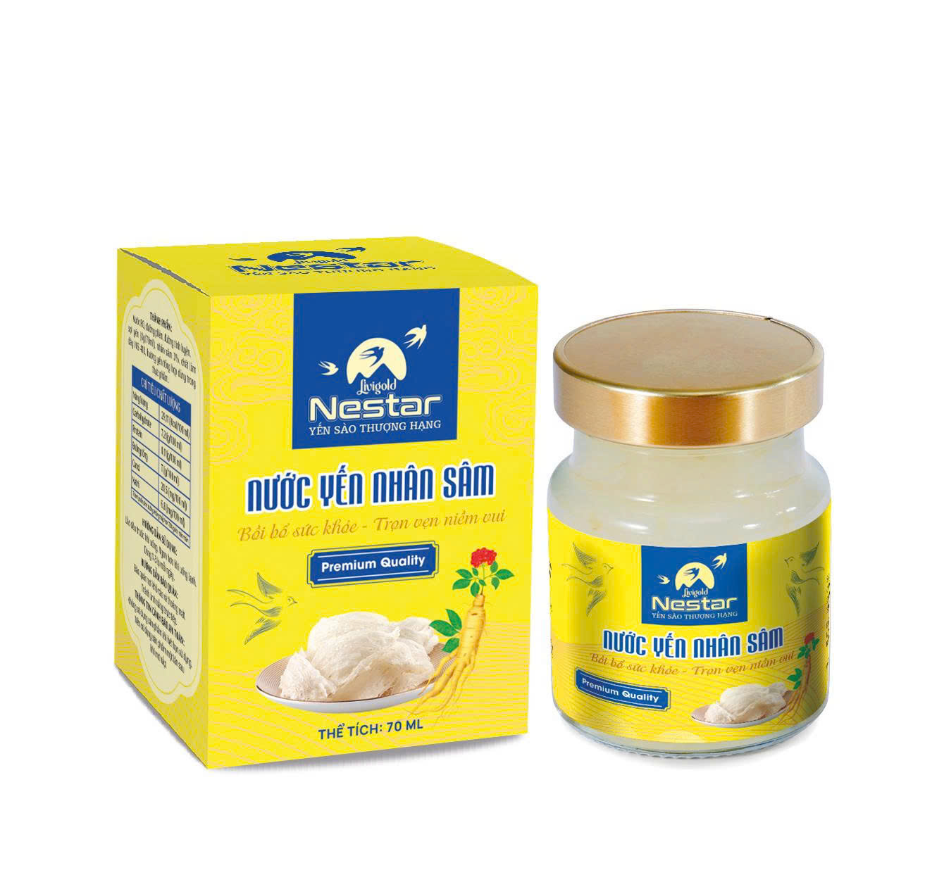 Nước yến Livigold Nestar nhân sâm (1 hũx70ml)