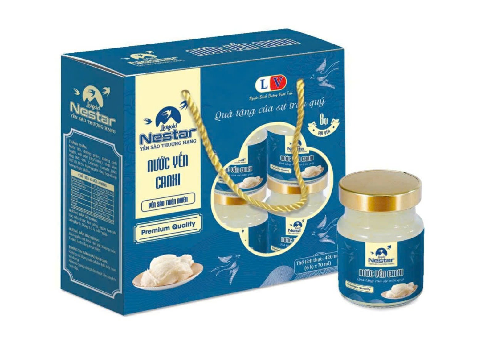 Nước yến chưng bổ sung Canxi Livigold Nestar  (Hộp 6 hũ x 70ml)