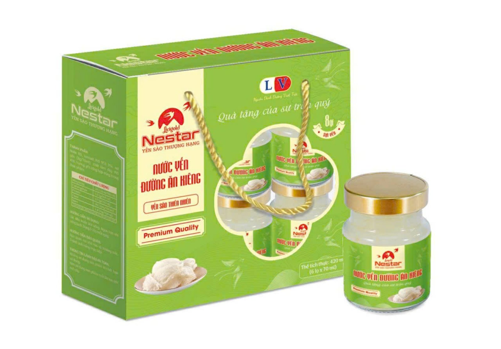 Nước yến chưng không đường Livigold Nestar (hộp 6 hũx70ml)