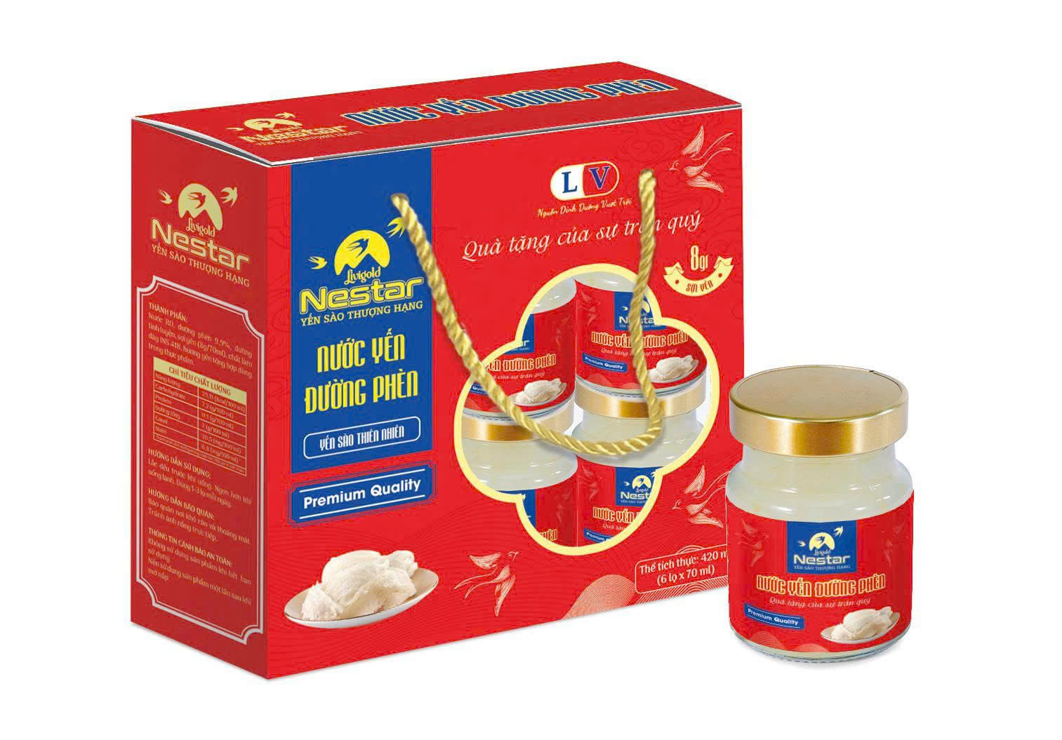 Nước Yến chưng đường phèn Livigold Nestar (hộp 6 hũ x70ml)