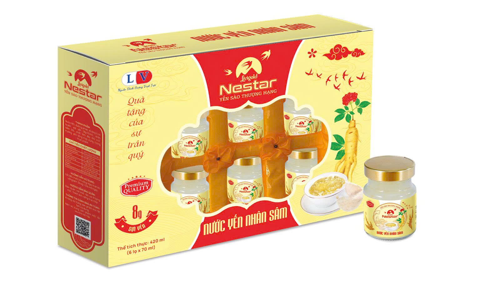 Nước Yến Hộp Quà Livigold Nestar Nhân Sâm ( 6 lọ x70ml)