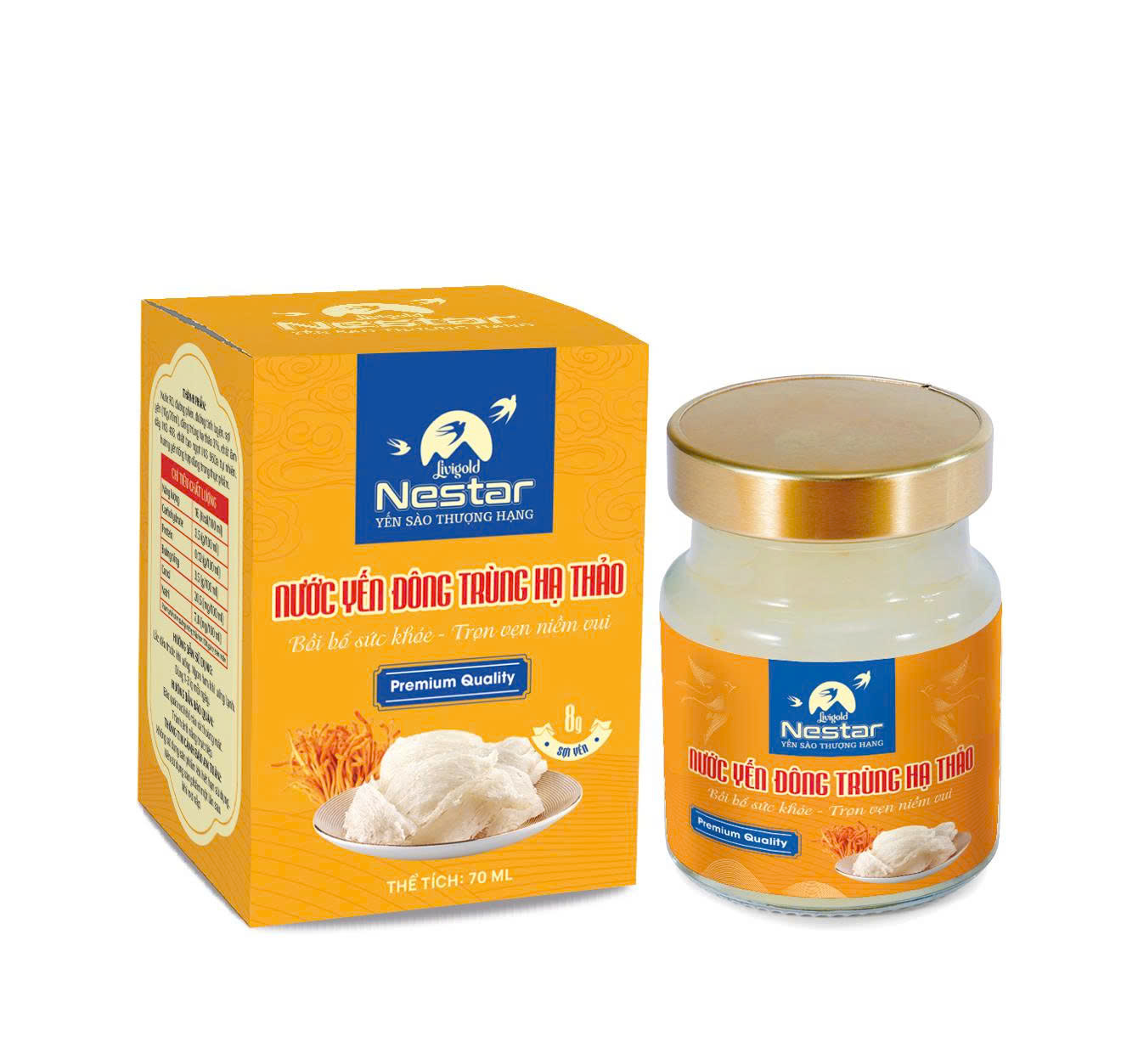 Nước yến Livigold Nestar Đông Trùng Hạ Thảo ( 1 hủ x70ml)