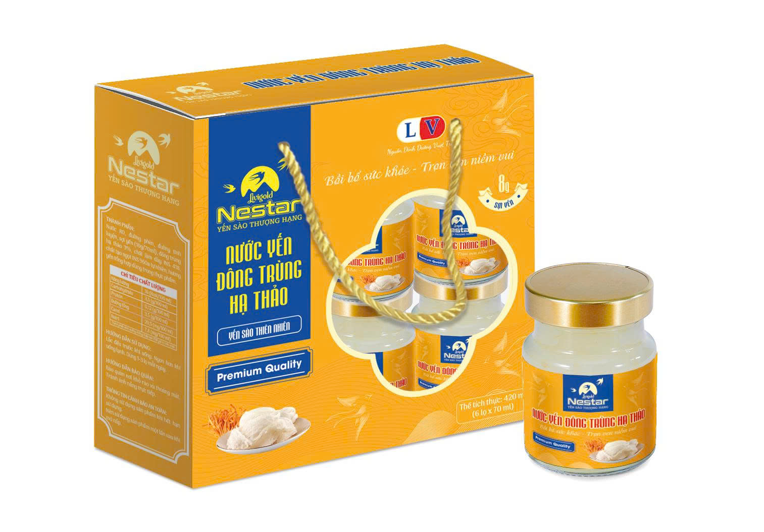 Nước Yến Livigold Nestar Đông Trùng Hạ Thảo (6 hủ x 70ml)